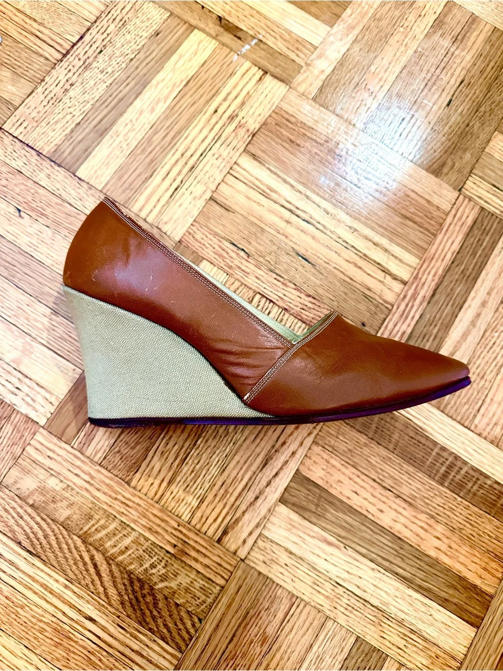 Vintage leather La Rose wedges 1950s size 9